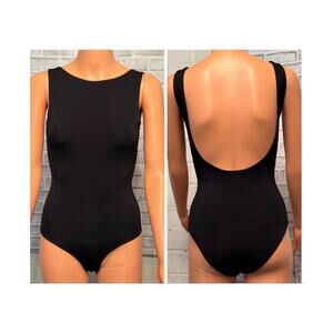 The Row Trey High Neck Open Scoop Back Sleeveless Bodysuit Black size S Jersey